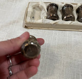 Collection of Sterling Silver Patina Small Salt Shakers With Tray- Set of 6