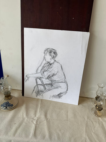 Still Life Portrait of a Posed Woman Drawing