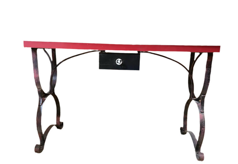 Red Desk With Metal Mid Century Legs