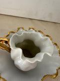 Ceramic Creamer Cup and Saucer With Gold Lining
