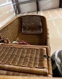 Large Vintage Wicker Porter Chair With Compartment