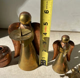 Collection of Copper Angel Figure Candleholders and Decorative Teapot