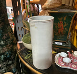Vintage Asian Style White Ceramic Skinny Vase With Floral Accents