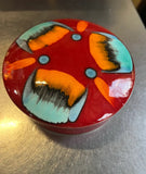 Colorful Red Abstract Ceramic Bowl With Lid