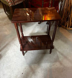 Small Vintage Wooden Rectangular Side Table With Low Shelf