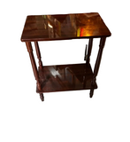 Small Vintage Wooden Rectangular Side Table With Low Shelf