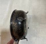 Pair of Vintage Silver Silent Butler and Serving Dish With Spout and Wooden Handles
