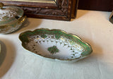 Cripple Creek Antique Nippon Hand Painted Green and White With Gold Moriage