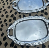Collection of Miniature Silver Etched Serving Trays- Set of 6