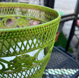 Boho Vintage Lime Green Wicker Basket