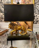 Mid-Century Lion Lamp With Shade