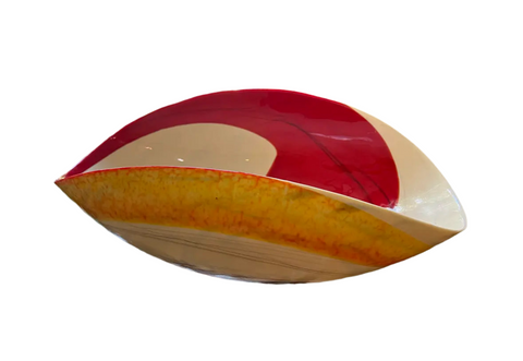 Yellow and Red Folded Murano Decorative Bowl