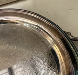 Pair of Large Round Silver Etched Serving Trays