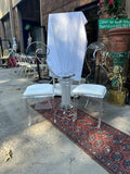 Pair of Lucite Miami Vice Swan Chairs With Standing Clock Side Table