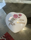 Small Ceramic 50th Anniversary Heart Shaped Box