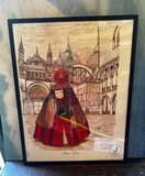 SDM Arte Italian Signed Dog Print, Framed
