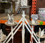 Tall Vintage White Metal Standing Candelabra