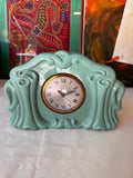 Art Deco Teal Ceramic Detailed Table Clock