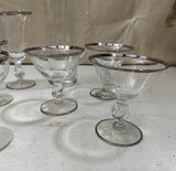 Collection of Silver Rimmed Glasses With Matching Pitcher- Set of 8