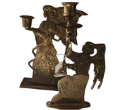 Pair of Angel Vintage Candleholders Brass