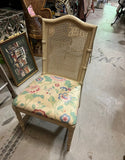 Gold Canned Back Chair With Floral Cushion