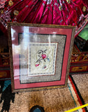 Hand Embroidered Vintage Asian Style Silk Artwork, Framed