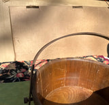 Large Wooden Round Basket With Eagle Accents