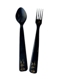 Chinoserie Asian Large Serving Spoon and Fork