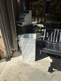 Geometric Marble Table and Scalloped Glass Top, Adjustable Base, Multiple Glass Options