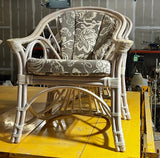 Palm Beach Collection Corset Back Looped Arms Ficks Reed Style Dining Set With Glass Top