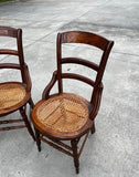 Antique Victorian Walnut Caned Dining Chairs- Set of 6