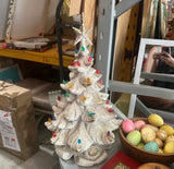 1970s White Light-Up Christmas Tree With Wind-Up Music Box (Rudolph the Red Nosed Reindeer)