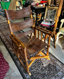 Wooden and Leather Handmade Rocking Chair With Costa Rica Birds Design