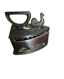 Vintage Miniature Brass Coal Iron With Rooster Accents