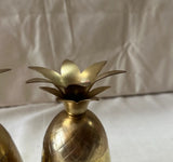 Pair of Brass Pineapple Candleholder Cups With Straw Holes