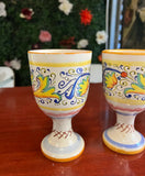 Italian Style Scrolling Ceramic Pedestal Cups- A Pair