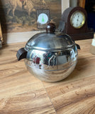 Silver Round Ice Bucket/Champagne Bucket With Wood Handles and Penguin Details