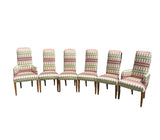 Collection of Colorful Patterned Dining Chairs- Set of 6 With 2 Captains Chairs