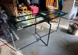 Post Modern Steel and Glass French 1950s Console Table
