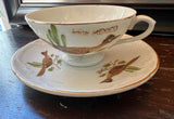 1970s Ceramic New Mexico Teacup and Saucer With Bird Accents
