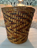 Vintage Hand Woven Basket in Zig-Zag Pattern
