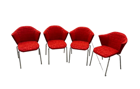 Vintage Collection of Red Abstract Coalesse Steelcase Dining Chairs