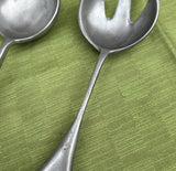 Pewter Pair of Serving Spoons With Ceramic Detail