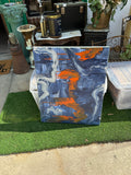 Blue and Orange Abstract Canvas Painting