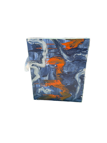 Blue and Orange Abstract Canvas Painting