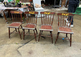 Collection of Hand Painted Plank Seat Chairs - Set of 4
