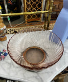 Pink Depression Glass Bowl With Footed Silver Base