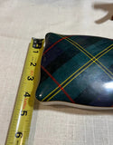Vintage Ralph Lauren Wedgwood Green Plaid Ceramic Box With Gold Equestrian Motif Details