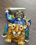 Small Ceramic Warrior and Tiger Decorative Piece