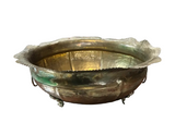 Round Brass Footed Bowl With Detailed Rim